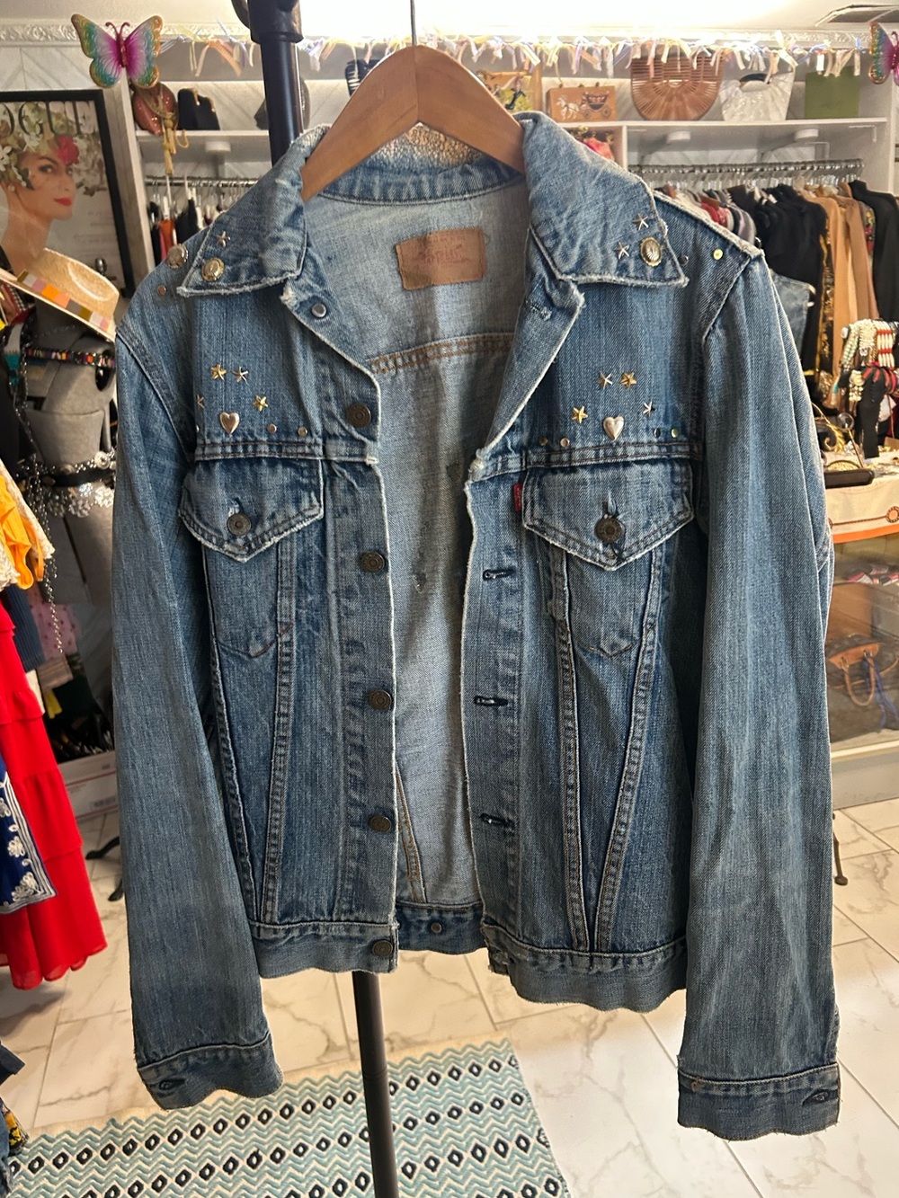 Rare vintage Levi Strauss & Co. denim jacket conchos, stars,heart embellishments